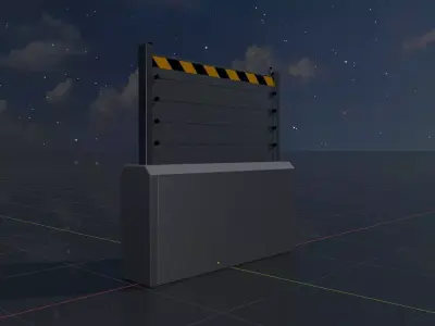 Aluminum flood protection wall with concrete foundation 2m x 2m Low-poly 3D model