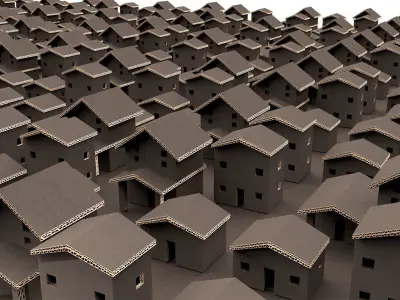 cardboard house SET  Low-poly 3D model