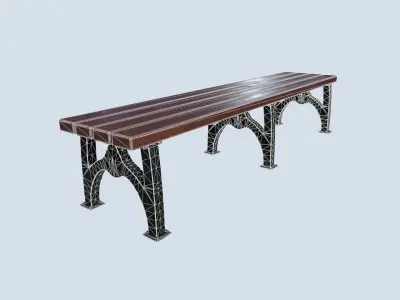 Street bench low poly pbr game ready Low-poly 3D model 7
