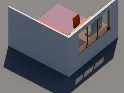 Isometric Low Poly Room Free low-poly 3D model