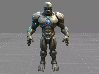 Muscular stone golem Low-poly 3D model