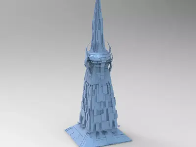 Karnak Sci fi pillar dome Low-poly 3D model