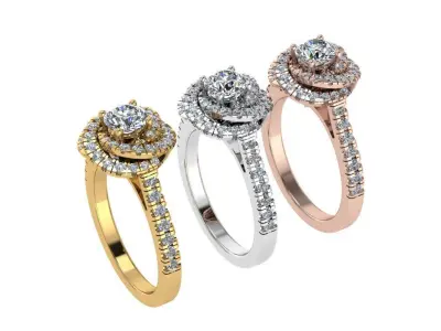 Ring045 diamond engagement ring gold 3D print model