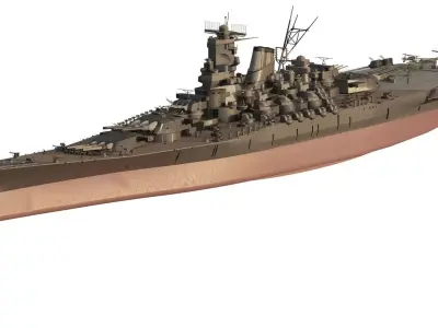 WW2 MPERIAL JAPANESE NAVY MUSHASHI BATTLESHIP 3D model