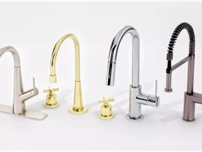 Set of Kitchen Faucets Low-poly 3D model