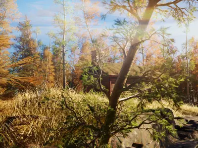 cabin a the woods blender scene Low-poly 3D model