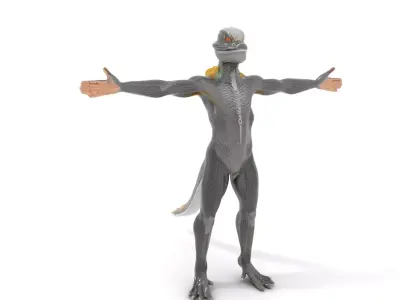 Reptilian Humanoid Creature Model Pack Low-poly 3D model