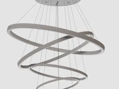 Large Hoops Led Ring Chandelier Low-poly 3D model