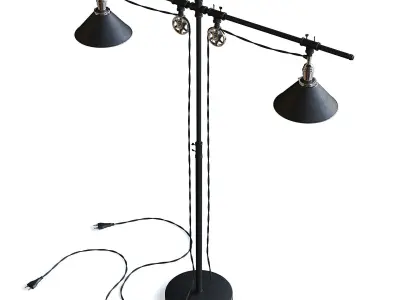 Double Industrial Style Floor Lamp 3D model