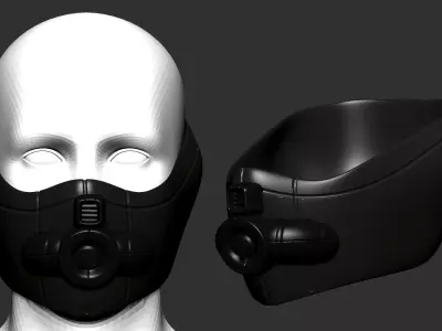 gas mask helmet scifi high poly sculpt 3d printable  3D model 5