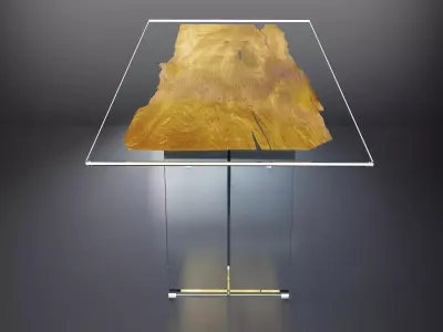 Velia glass and wood dining table 3D model