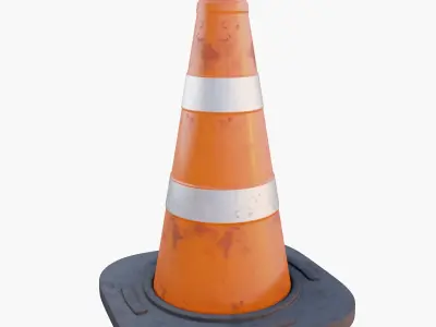 Traffic Cones Dirty PBR 3D model Low-poly 3D model
