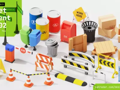 street element cartoon pack vol 2 Low-poly 3D model