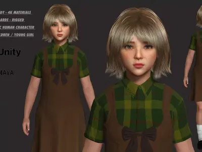 AAA 3D REALISTIC HUMAN CHARACTER - EUROPEAN LITTLE GIRL KIDS  Low-poly 3D model