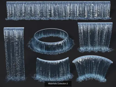 Fountain and Waterfalls collection 3D Model Pack