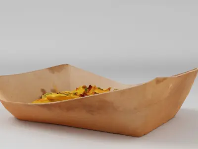 Potato dip dipping fried fry sauce with greens 3D model