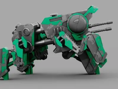 combat robot  rigged character 3D model buy
