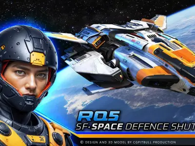 RQ5 - Space Defence Shuttle  Low-poly 3D model