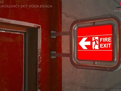  Emergency Fire Exit Door Low-poly 3D model