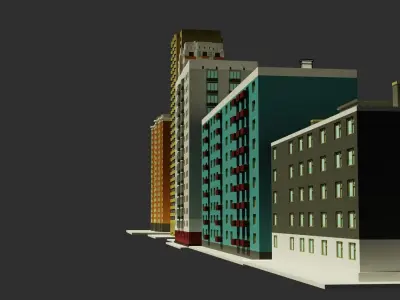 multi-storey building Low-poly 3D model