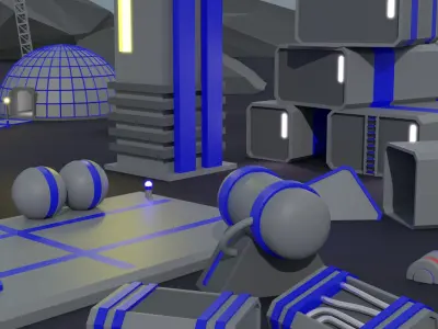 Sci-fi Ground Buildings Low-poly 3D model