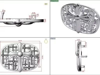 Custom ChromeHeart Buckle Cemetery Iced-Out 3D print model