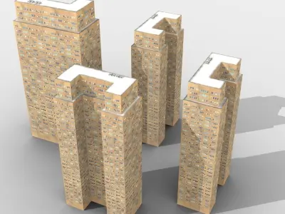 Low Poly Office Tower 3D model