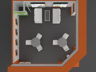 Exhibition Booth 01 20ft x 20ft x 14ft --Corner Low-poly 3D model