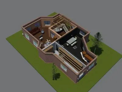 Model 16 Two Stories House Free 3D model
