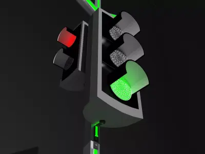 Traffic Lights with Led 3D model
