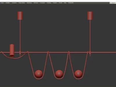 Linear Island Chandelier Low-poly 3D model