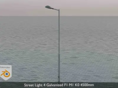 Street Light 4 Galvanized F1 M1 K0 4500mm Low-poly 3D model