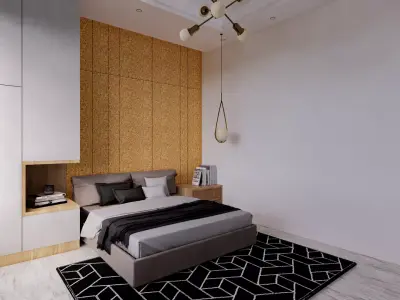 Minimalist Master Bedroom Interior Low-poly 3D model