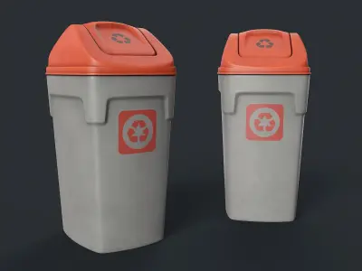 Street Trash Can 38 PBR Game Ready Low-poly 3D model
