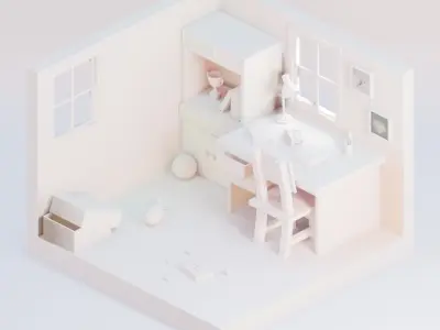 Kids Room includes lighting setup Low-poly 3D model