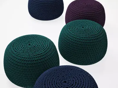 Picot knitted stool 3D model