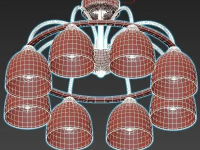 artee ceiling light fixture with six lamps 3D model