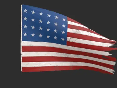 The Old Glory Flag 1822 Low-poly 3D model