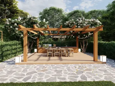 3D Exterior Scene 3D model design garden and landscape 3D 3D model 19