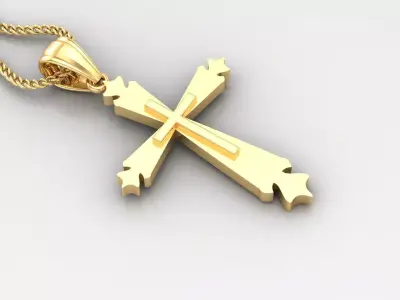 Light Gold 18K Cross Pendant 2CP060 3D print model