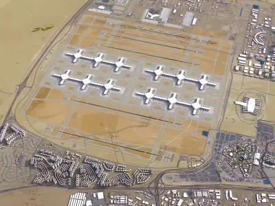 Dubai - Al Maktoum Airport Low-poly 3D model