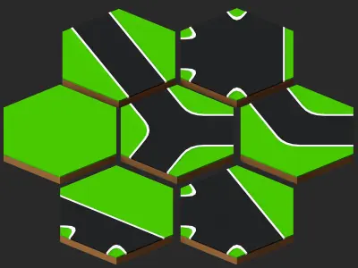 modular road system low poly 3d model pack Low-poly 3D model