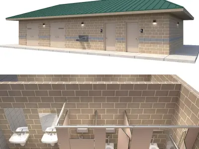 Public Building-005 Restroom with Interior 3D model