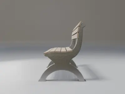 outdoor bench - beige wood - modern rough Low-poly 3D model