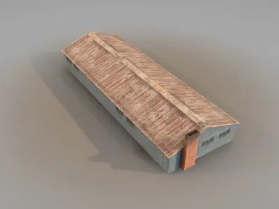 Old Garage 01 blue  Low-poly 3D model