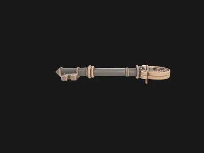 antique 1950s key design Low-poly 3D model