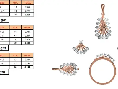 Light wt Ring Earrings Pendant set stl jcd 1-render details 3D print model