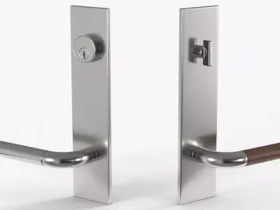 Tumalo Handle - Nickel with Walnut Lever Exterior Door Hardware 3D model