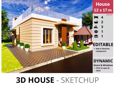 House 12x17m code 621 - Sketchup 3D model 3D model 3D model