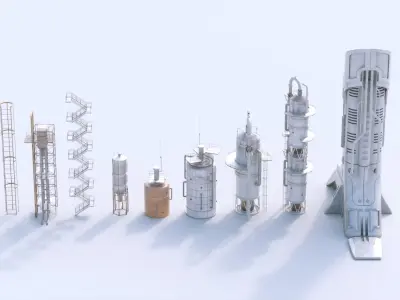 Silo City Kitbash 3D model